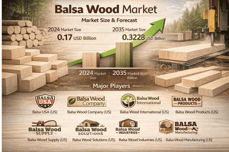 Balsa Wood Market Expected to Grow from USD 0.17 Billion in 2024 to USD 0.3228 Billion by 2035