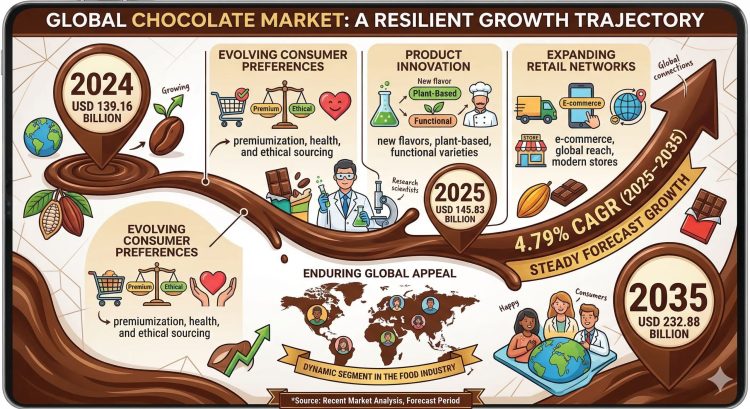 Chocolate Market Set to Reach USD 232.88 Billion by 2035 Amid Evolving Consumer Preferences